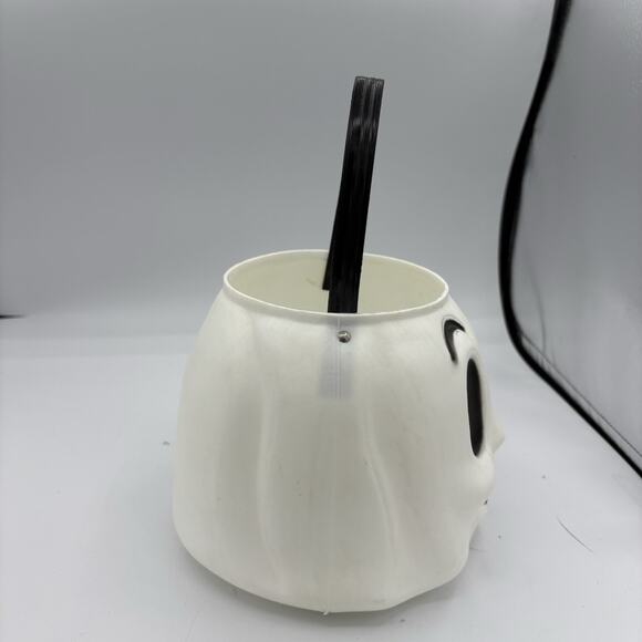 Empire Blow Mold Halloween Candy Bucket Pail Face Ghost Plastic‎ USA White 6" - Picture 5 of 9